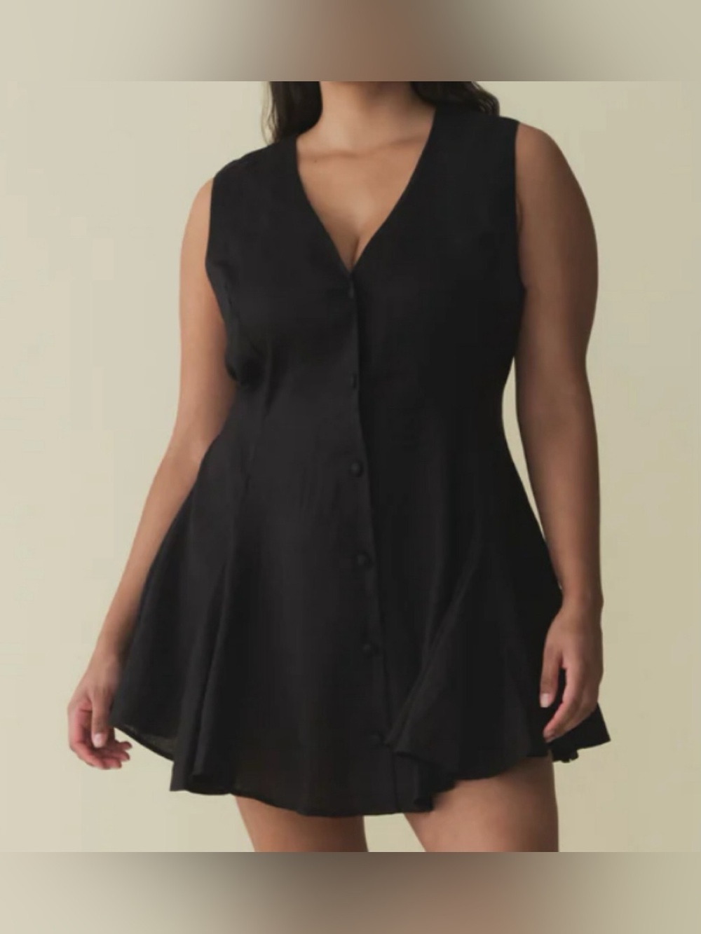Doen Black Sleeveless Button-Front Midi Dress, never worn